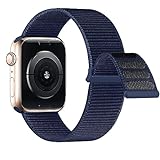 Lobnhot Nylon Armband kompatibel mit Apple Watch Armband 44mm 42mm 45mm, Verstellbares Sport Armband kompatibel für iWatch Series 7 SE 6 5 4 3 2 1 (42/44/45mm-Mitternachts blau)