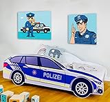 Autobett Kinderbett Jugendbett 80x160 mit Rausfallschutz Matratze optional | Polizei Polizeiauto Polizist Kinder Spielbett