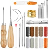 Sheryl&Rain Leder-Reparatur-Set, 31 Stück, Leder-Nähwerkzeuge, gewachster Faden und Nadeln für Stoffnähen, Polsterwerkzeuge für Sofas, Teppiche, Pelze, N
