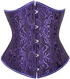 Josamogre Unterbrust Korsett Top Corsett Damen Sexy Corsage Halbbrust Gothic Vintage Violett 6XL