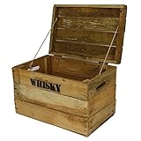 haus-garten-versand.de Whisky Holzkiste, klein (28x42x23cm), Vintage, Weinkiste, Obstkiste mit Deckel und Aufdruck