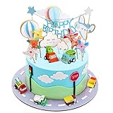 Joyoldelf Cake Toppers 1. Geburtstag Junge Auto Kuchendekoration Spielzeug Tortendekoration Einhorn Junge Geburtstag Dekoration Junge Geburtstagsgeschenk 1-5 Jahre alt