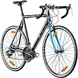 Galano Rennrad 700c Giro D'Italia Fahrrad 28' Fitnessbike Road Bike 14 Gänge (schwarz/blau, 53 cm)