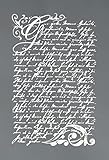 Rayher 45067000 Schablone Motiv: Vintage Poesie, DIN A5, 14,8 x 21 cm, mit Rakel, Siebdruck-Schablone, Malschablone, selbstklebend