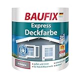 BAUFIX Express-Deckfarbe, Wetterschutzfarbe dunkelgrau, 2.5 Liter, wetterbeständige Deckfarbe für außen und innen, geeignet für Holz, Putz, Mauerwerk, Möbel, Zäune, schnelle Trocknung