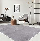 the carpet Relax Moderner Flauschiger Kurzflor Teppich, Anti-Rutsch Unterseite, Waschbar bis 30 Grad, Super Soft, Felloptik, Grau, 200 x 290 cm