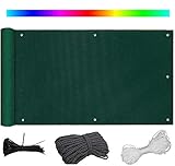 Balkon Windschutz Gartenzaun 140x500cm UV-Schutz Blickdicht Design 100% Privatsphäre Zugband und Kabelbinder inklusive Grü