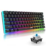 Mechanische Tastatur Gaming RGB Beleuchtung Blau Schalter 82 Taste, AJAZZ AK33 QWERTY（Nichtdeutsches Layout） Kabelgebundene Tastatur Hintergrundbeleuchtung Edition Mechanische Gaming Mini Tastatur
