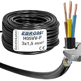 Schlauchleitung Gerätekabel H05VV-F 3G1,5 mm² - 3x1,5 mm² - schwarz - 5/10 / 25/50 oder 100 Meter wählbar, Ihre Auswahl: 3x1,5 mm2 - Länge: 10 M