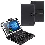 NAUC Hülle Tasche Keyboard Case für Tablet Tastatur QWERTZ Standfunktion Micro USB Schutz Cover mit Standfunktion und Magnetverschluss, Tablet Modell für:Odys Space 10 Plus 3G