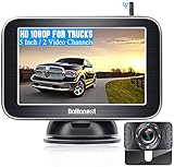 Kabellose Rückfahrkamera HD 1080P mit 5' Monitor für LKWs Pickups Autos Minivans Bluetooth Rückfahrkamera Nachtsicht Wasserdicht Einfache Installation Zweite Kamera verfügbar Add on-DoHonest V25