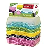 Emsa Clipboxen 3er-Set Variabolo 509388 | 6 Halbschalen für 3 Dosen | Beliebig zusammensetzbar | Spülmaschinengeeignet | Besonders für Kinder geeignet, Bunt, 16 x 11 x 14 cm