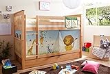 Etagenbett Doppelbett Stockbett Sammy teilbar Buche massiv Natur, Vorhangstoff:S