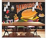 Western Food Hamburger Brathähnchen Fast Food Restaurant Food Tooling Hintergrundwand-350Cm×245Cm