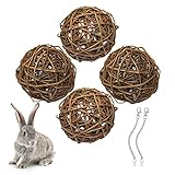 4 Stück Natur Weidenball Spielzeug, Meerschweinchen Spielzeug Vogel Kauspielzeug Kaninchen Zubehoer Kleintierspielzeug Ball für Kaninchen Meerschweinchen Chinchillas Wellensittich vogel (10cm)