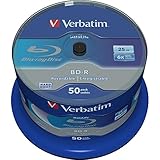 Verbatim BD-R SL Blu Ray Rohlinge, Datalife Blu Ray Disc mit 25 GB Datenspeicher, kompatibel mit Blu Ray Playern und Brennern sämtlicher Hersteller, 50er Pack Sp