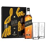 Johnnie Walker Black Label 12 Jahre Blended Scotch Whisky 700ml mit 2 Highball Gläsern
