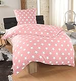DreamHome 2 teilige Sterne Bettwäsche, Bettbezug in der Größe 135x200 und Kissenbezug 80x80 Farbe: Rosa