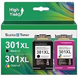 swiss toner 301XL 301 XL Patronen Kompatibel für HP 301 Druckerpatronen Multipack Schwarz und Farbe für HP Envy 4500 5530 Deskjet 3050 2540 2050 Officejet 2620 4630 (2-Pack)