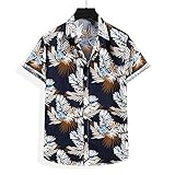 Hemd Herren Sommer Hawaii Urlaub Sandstrand Style Shirt Herren Loose Kurzarm Knopfleiste Hemd Herren Mode Lässig Surfen Tops Herren Leicht Atmungsaktiv Hemd Herren