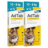 Sparset: Doppelpackung AdTab Floh- und Zeckenschutz für Katzen von über 2 bis 8 kg, Kautablette gegen Zecken und Flöhe, Schutz und Behandlung für 1 Monat, einfach zu verabreichen (3 St. pro Packung)