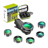 Apexel 6-in-1 Handy-Kamera-Objektiv-Set, Weitwinkelobjektiv, Makro-Objektiv, Fischaugenobjektiv, ND-Filter, CPL/Sternfilter, Clip-On-Handy für iPhone 8/x 7/Plus, Samsung S8, Android-Smartp