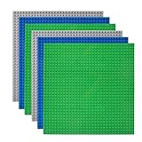 Lekebaby 6 Platten-Set Bauplatte Kompatibel mit Meisten Marken, 25*25cm, Grüne Blaue Graue Grundplatte