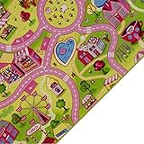 Kinderteppich Spielteppich Straßenteppich Sweet City Rosa Pink Kinderzimmer Häuser Teppich für Mädchen (133 x 190 cm)
