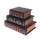 Gergxi Aufbewahrungsbox für den Schreibtisch, aus Holz, Vintage, Retro, Buch-Design, Geschenke, Schmuckkoffer
