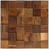 wodewa Holz Wandverkleidung selbstklebend 3D Optik Nussbaum 30x30cm Wandpaneele Moderne Wanddekoration Holzverkleidung Wohnzimmer S