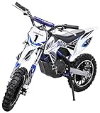 Actionbikes Motors Kinder Mini Elektro Crossbike Gazelle 𝟱𝟬𝟬 Watt | 24 Volt - 𝟮𝟱 Km/h - Scheibenbremsen - 3 Geschwindigkeitsstufen - Pocket Bike - Motorrad - Motocross - Dirtbike (Blau)