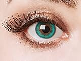 aricona Kontaktlinsen - Meeresgrüne Jahreslinsen ohne Stärke - deckende Kontaktlinsen farbig grün ohne Stärke, 1 Paar