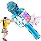 Mikrofone für Kinder Drahtloses Bluetooth-Mikrofon, tragbares Handheld-Spielzeug-Karaoke-Mikrofon-Lautsprecher, Home-KTV-Player mit Aufnahmefunktion, kompatibel mit Android-iOS-Geräten