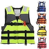 Rettungsweste für Kinder und Erwachsene, Sicherheitsjacke mit doppeltem Gürtel für Geburt, reflektierende Streifen, für das Schwimmen, Boot, Boot, Child, Grün