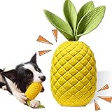Sugelary Hundespielzeug, Unzerstörbar Kauspielzeug für Große Mittlere Hunde Interaktives Hunde Spielzeug Quietschend Langlebiger Gummi (Ananas)