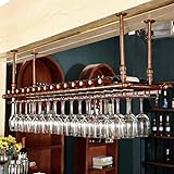 Weinregal Bar Schwebendes Regal Decke Weinglashalter Verstellbarer umgekehrter Flaschenhalter aus Metall Kelchregal Retro Deckendekoration Regal für Restaurants, Küchen (Bronze 80 * 30cm)