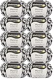 Schachenmayr Merino extrafine 40 | Wollpaket Merinowolle schwarz weiß (380) Nadelstärke 7-8 mm | zum Stricken und Häkeln | Wolle trocknergeeignet | 500g (10x50g)