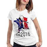 style3 EM 2016 Island Fan Damen T-Shirt Frankreich alle Spielorte, Farbe:Weiß;Größe:S