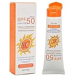 Sonnenschutzcreme, Gesichts Sonnenschutzlotion SPF50PA+++ Feuchtigkeitsspendender UV Schutz Vitamin C Physikalischer Sonnenschutz für Frauen Männer
