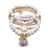 Armbänder für Frauen und Mädchen Verstellbare Naturstein Charm Perlen Armbänder Set für Mädchen Freundschaft Armbänder Geschenk