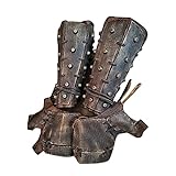 BTOSEP Leder-Armschutz, Handschuh-Armband, mittelalterliches Armschienen mit Handschuhen, Kunstleder-Armschutz, Nietverband, Punk-Armschutz, Cosplay-Kostüm