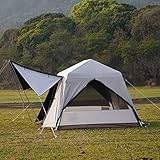 Familienzelt, Pop-up-Zelt 4 Personen Familienkuppelzelt Wasserdicht Winddicht mit Dachfenstern, 2 in 1 Doppelschichten Außenzelte für Camping Wandern Rucksack