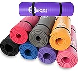 REXOO Pilates Yogamatte Fitnessmatte Gymnastikmatte Sportmatte Matte, Größe: 183cm x 61cm x 1cm, Farbe: Schwarz