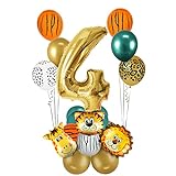 WINDEHAO Luftballon-Set, Motiv: Waldtiere, 81,3 cm, goldene Zahlen, Aluminiumfolie/Latex-Ballon-Set für Geburtstagsparty, Babyparty, Dekoration (4)