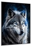 DARO Design - Wand-Bild auf 6mm HDF 30x20 cm Mystischer Wolf - Wand-Deko Bilder Geschenk