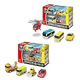 Tayo Little Bus Friends Mini-Autospielzeug, 8-teiliges Set (Ver.3 + Ver.4) Helikopter
