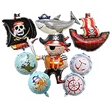 8 Stück Piraten Luftballon,Piraten Ballons Helium,Piraten Folienballon,Piraten Schiffs Ballons,Piratenschiff Geburtstag Deko,Piratenschiff Folienballons für Geburtstag Party