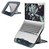 Leitz Höhenverstellbarer Laptopständer, Laptop-Erhöhung für den Schreibtisch, Kompakte Laptophalterung mit 4 Höhen, Ergo Cosy Serie, Grau, 64260089