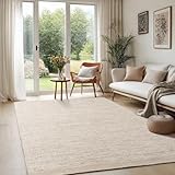 the carpet Deluxe Wool Handgewebter Wollteppich im natürlichen skandinavischen Boho-Look, Handarbeit für einen einzigartigen Stil, Taupe, 120 x 170