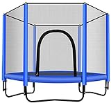Mopoq Trampoline Runde Trampolin mit Gehäuse Net- Indoor oder Outdoor-Trampolin for Kinder, Home/Office Cardio Trainer (Color : Blau)